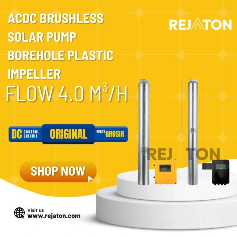 Pompa Submersible Hybrid AC/DC Brushless Solar Pump (Borehole Plastic Impeller – Flow 4.0 m3/h)