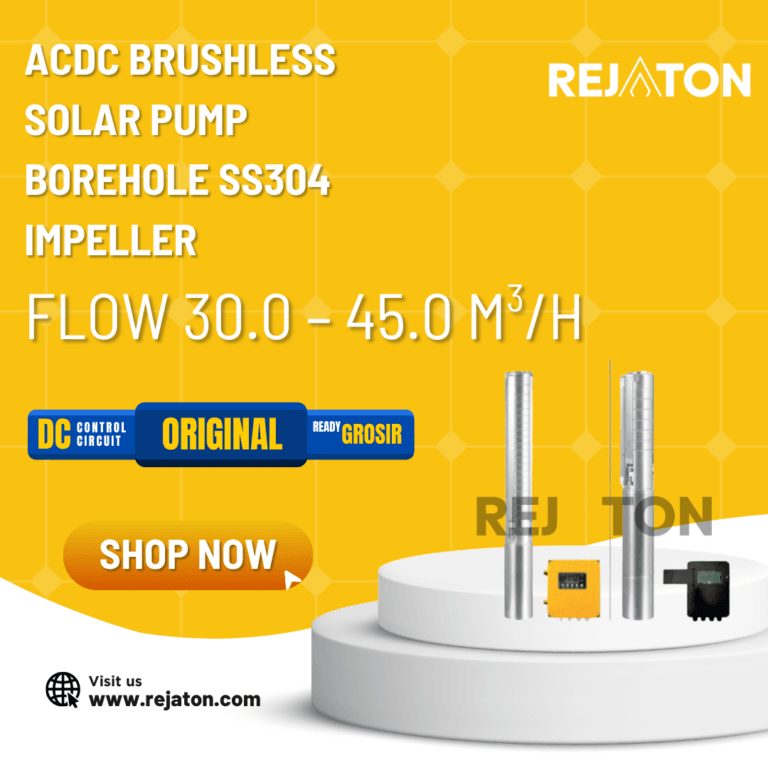 Pompa Submersible Hybrid AC/DC Brushless Solar Pump (Borehole SS304 Impeller – Flow 30.0 – 45.0 m3/h)